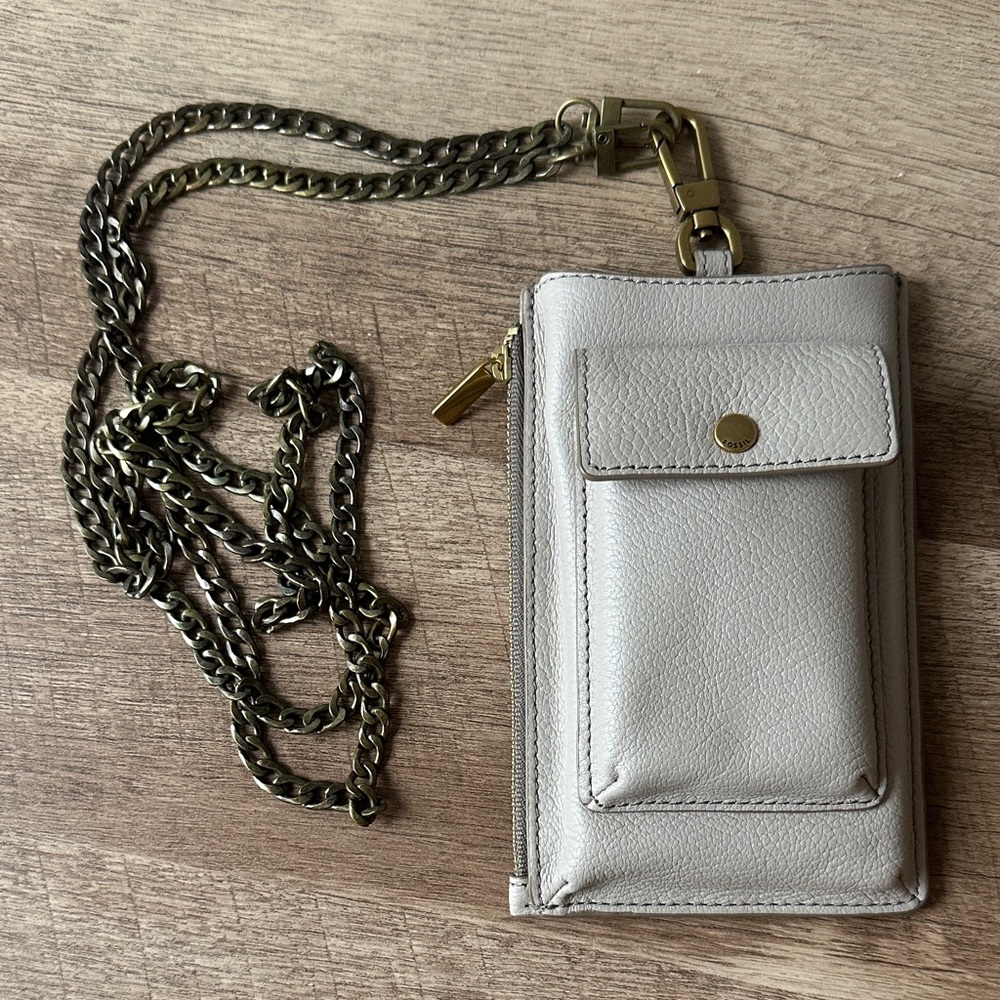 Fossil leather wallet with phone pouch